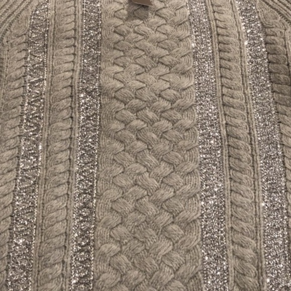 J. Crew cable gray sequin Heather sweater size M L - Picture 3 of 4